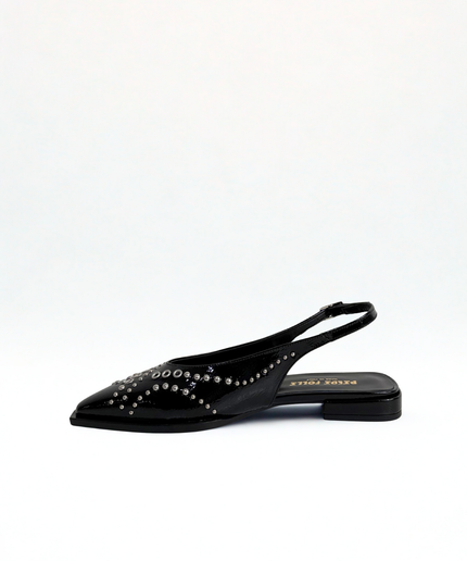 Slingback a chanel nere con borchie