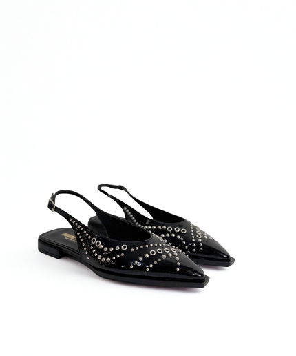 Slingback a chanel nere con borchie