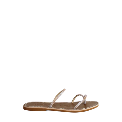 Sandalo strass in pelle