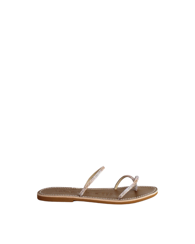Sandalo strass in pelle