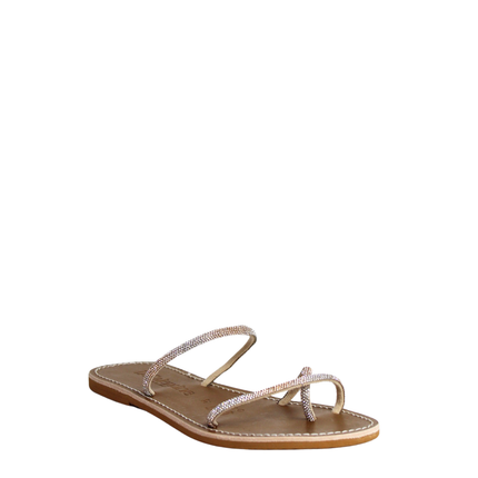 Sandalo strass in pelle