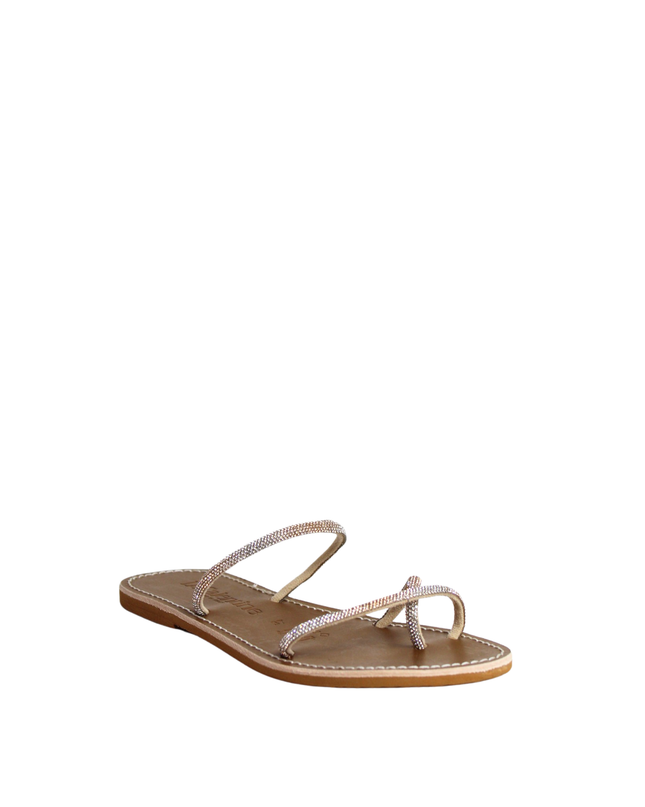 Sandalo strass in pelle