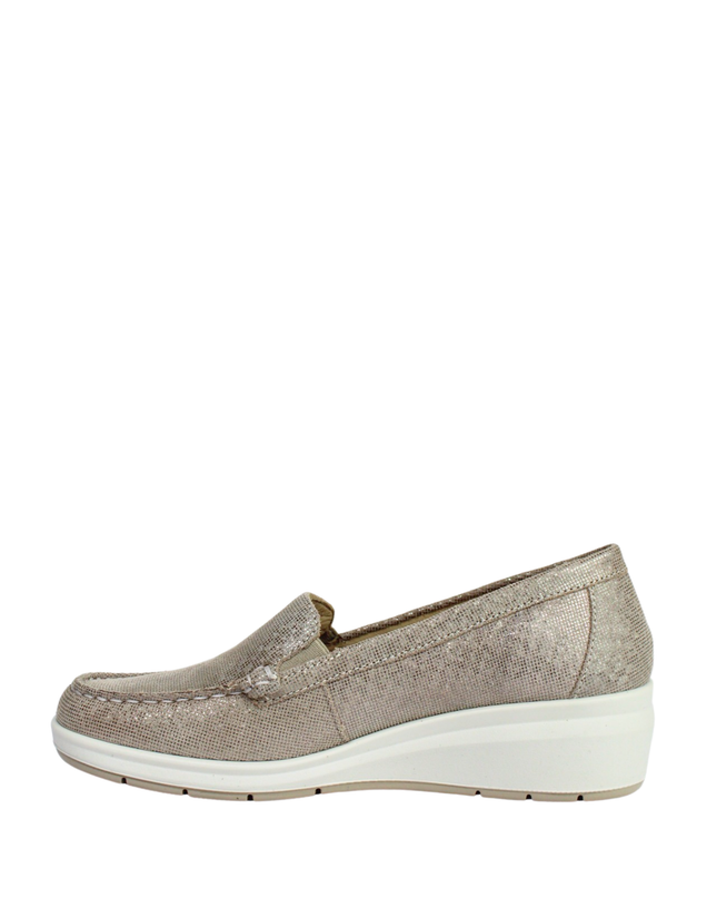 Women's champagne wedge moccasins