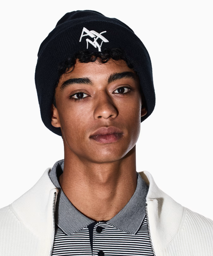 Cappello nero beanie con logo ny asv