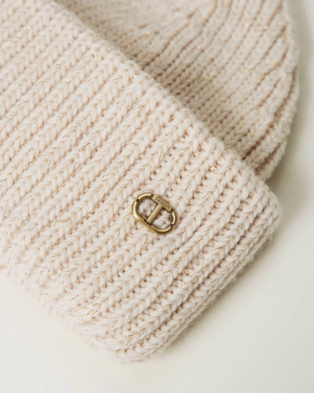 Berretto in maglia a costine con Oval T