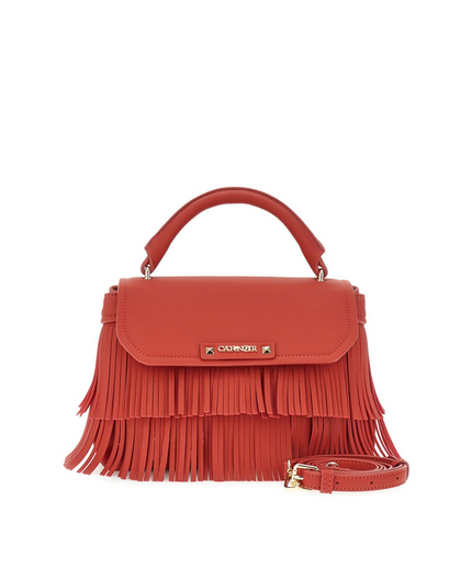 Borsa a mano con pattina e frange rosso