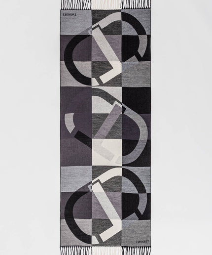 Stola in panno jacquard con Oval T