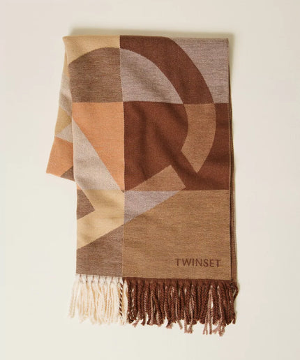 Stola in panno jacquard con Oval T