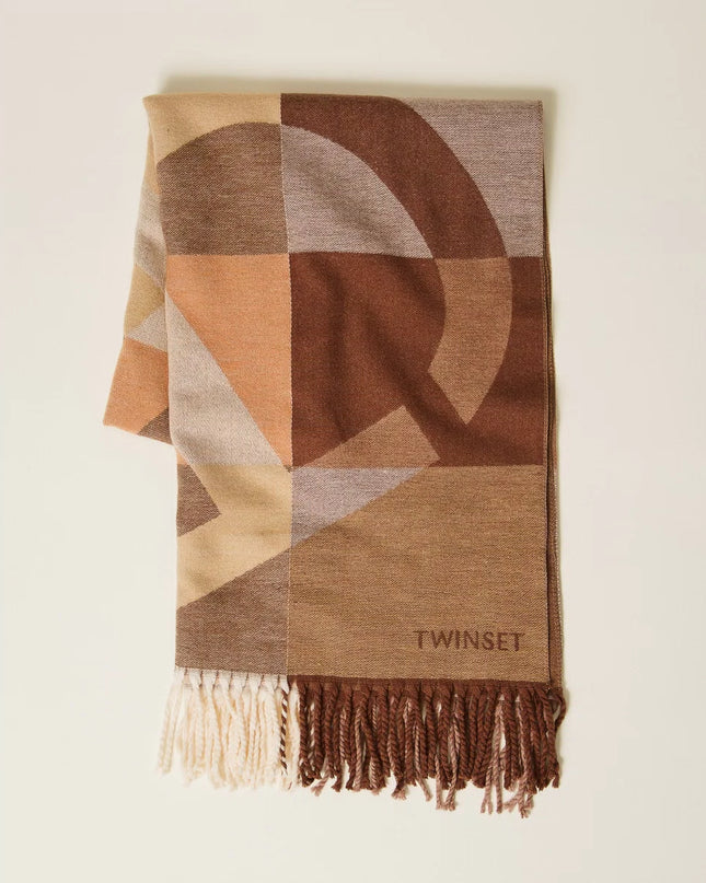 Stola in panno jacquard con Oval T