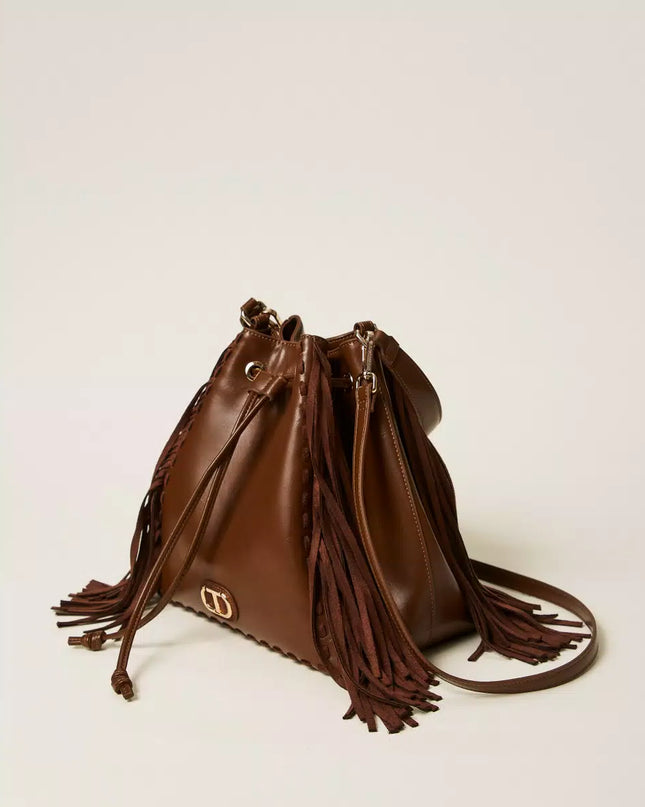 Borsa a secchiello 'Melrose' con frange