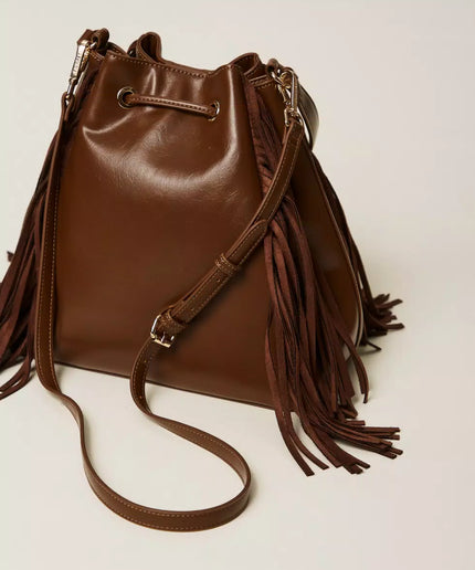 Borsa a secchiello 'Melrose' con frange