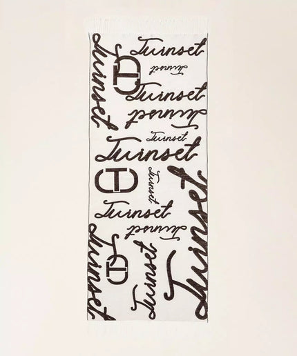 Stola jacquard con logo lettering