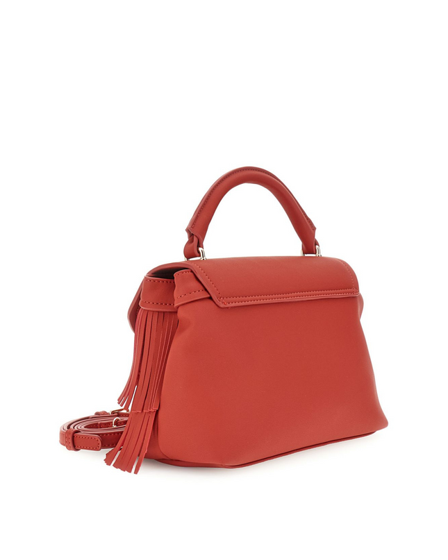 Borsa a mano con pattina e frange rosso