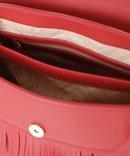 Borsa a mano con pattina e frange rosso