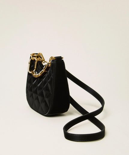 Mini borsa a tracolla in raso quilted