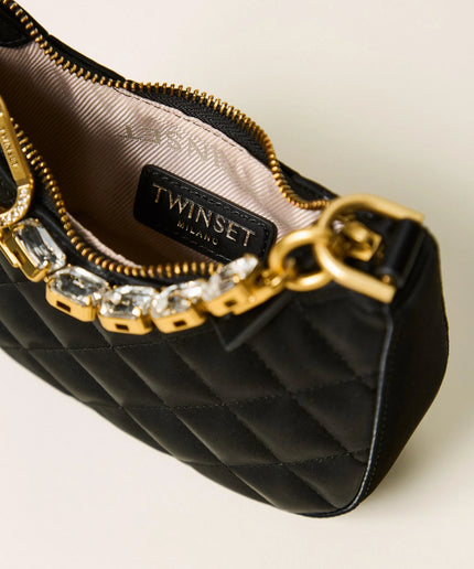 Mini borsa a tracolla in raso quilted