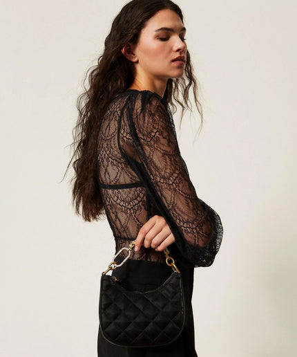 Mini borsa a tracolla in raso quilted