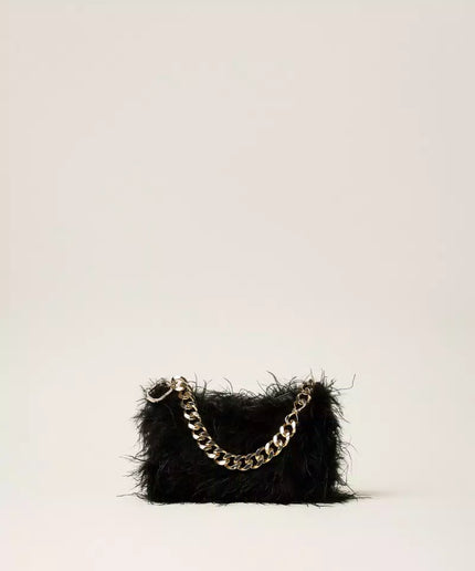 Borsa Liliane in raso con piume