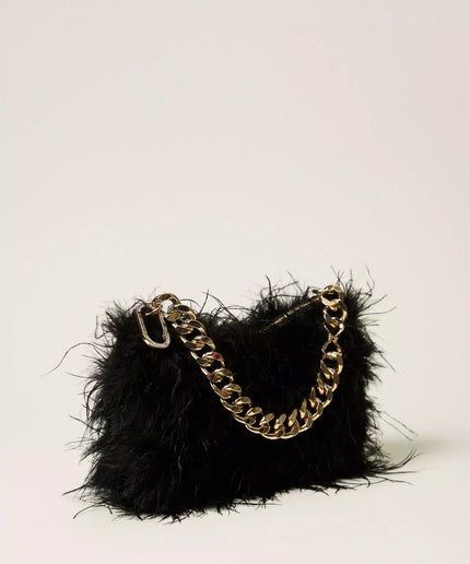 Borsa Liliane in raso con piume