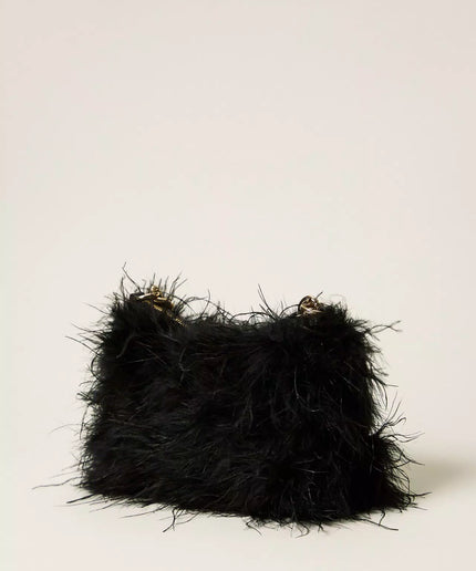 Borsa Liliane in raso con piume