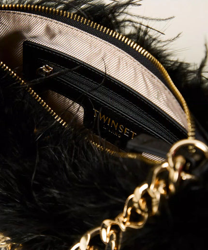 Borsa Liliane in raso con piume