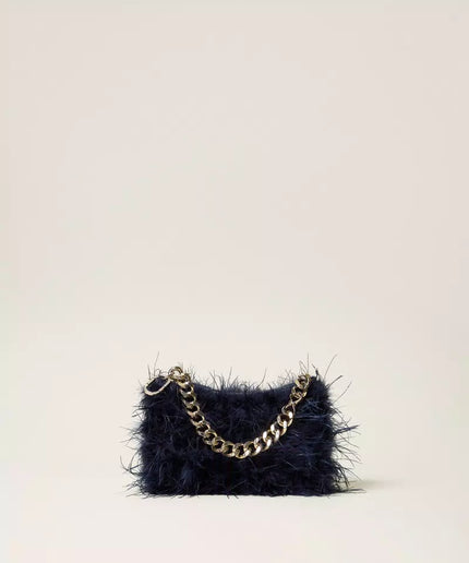 Borsa Liliane in raso con piume
