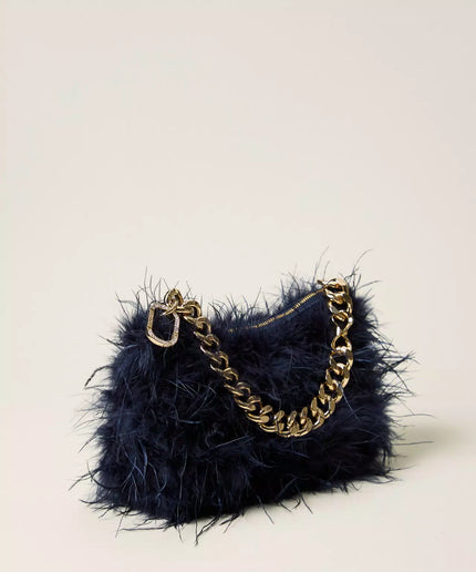Borsa Liliane in raso con piume