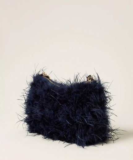 Borsa Liliane in raso con piume