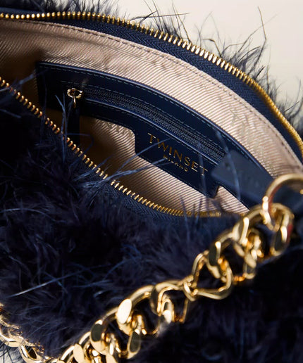 Borsa Liliane in raso con piume