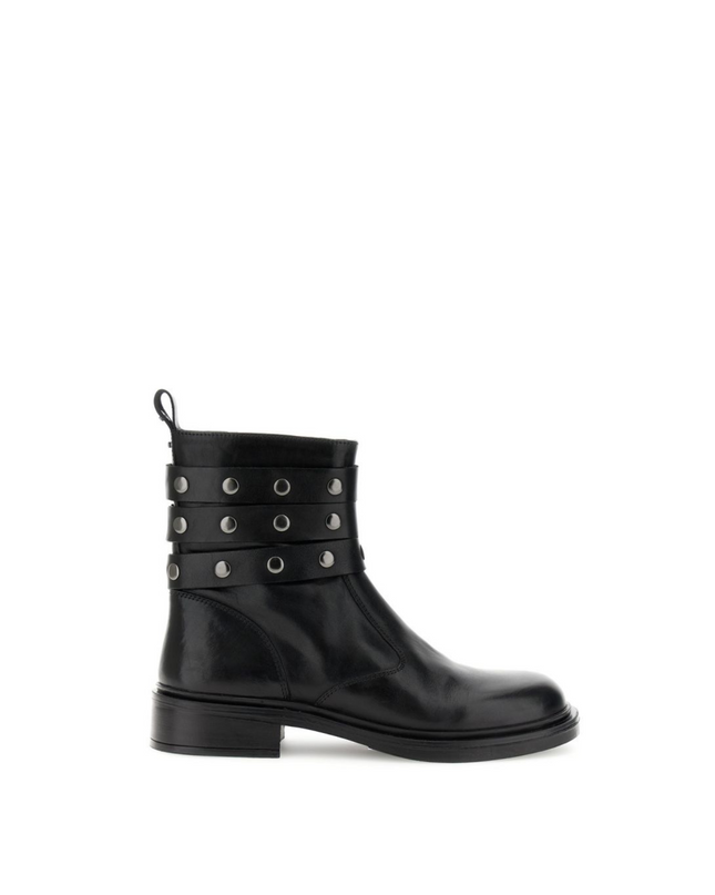 Stivaletto con tre cinturini nero