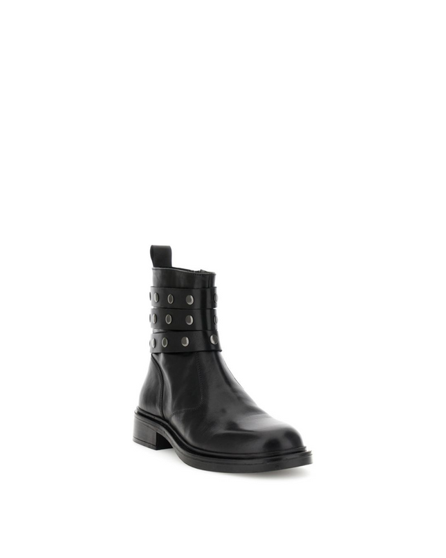 Stivaletto con tre cinturini nero