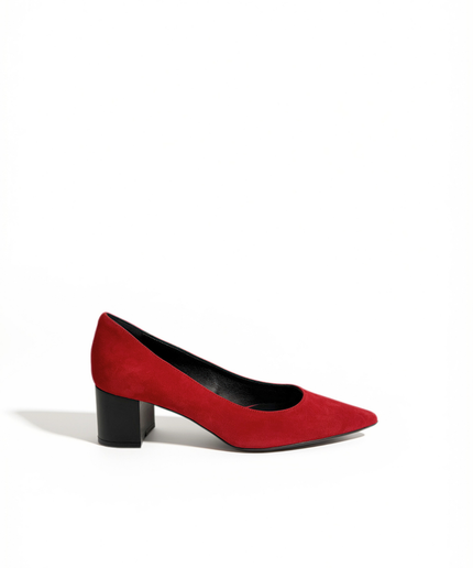 Décolleté in pelle scamosciata rosso
