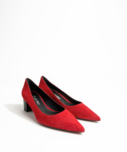 Décolleté in pelle scamosciata rosso