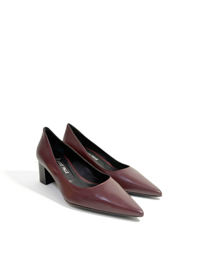 Décolleté in pelle bordeaux