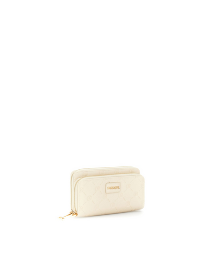 Portafoglio con doppia zip taupe
