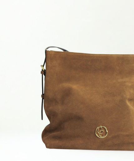 Borsa a sacca in pelle scamoscata