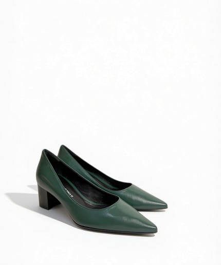 Décolleté in pelle verde