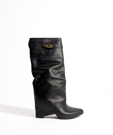 Stivale nero in pelle