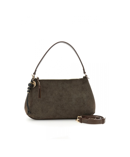 Borsa sacca in microfibra effetto suede con rifiniture effetto pelle