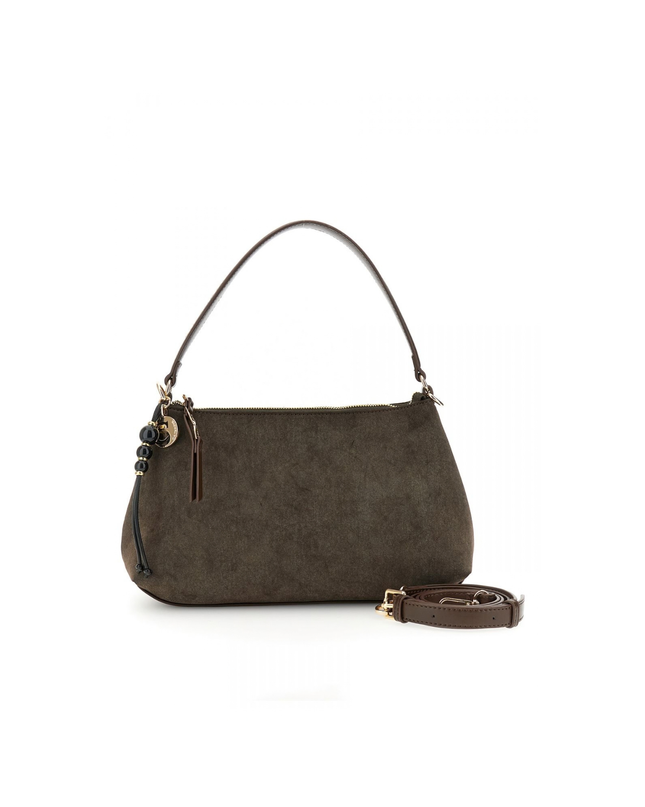 Borsa sacca in microfibra effetto suede con rifiniture effetto pelle