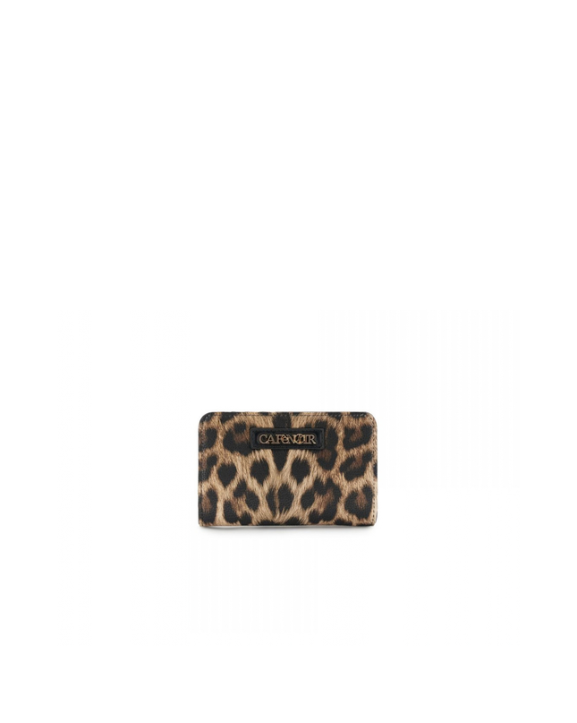Portafoglio medio con zip con stampa leopardo e lettering leopard