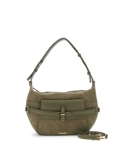 Borsa sacca grande in microfibra effetto suede con rifiniture effetto pelle verde