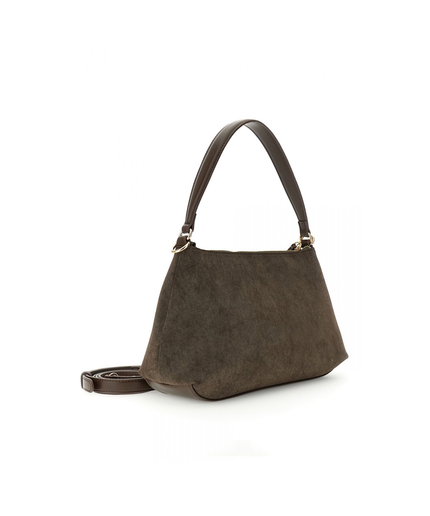 Borsa sacca in microfibra effetto suede con rifiniture effetto pelle