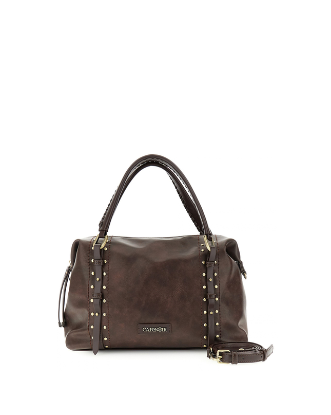 Borsa shopping bag effetto pelle con aspetto vintage con dettaglio di microborchie