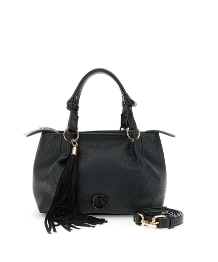 Borsa shopping con pieghe effetto pelle con grana grossa