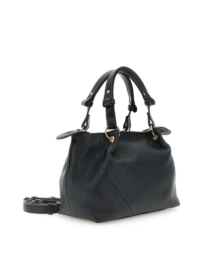 Borsa shopping con pieghe effetto pelle con grana grossa