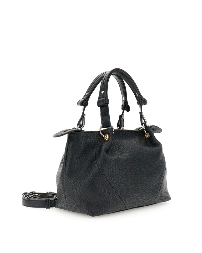 Borsa shopping con pieghe effetto pelle con grana grossa