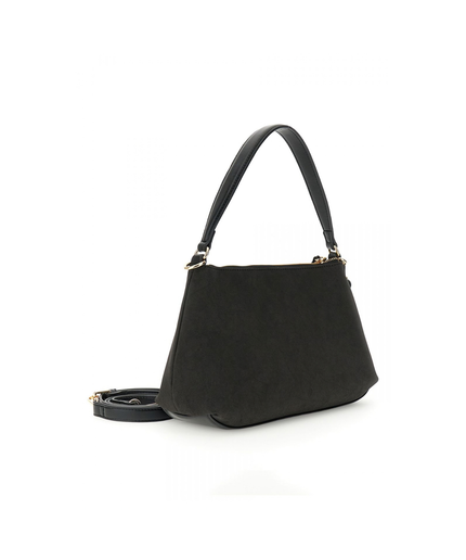 Borsa sacca in microfibra effetto suede con rifiniture effetto pelle