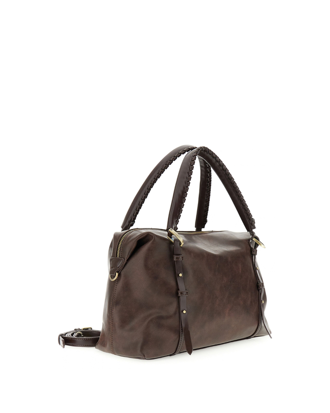 Borsa shopping bag effetto pelle con aspetto vintage con dettaglio di microborchie