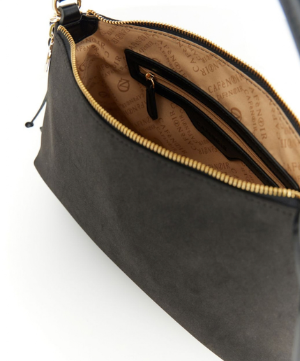 Borsa sacca in microfibra effetto suede con rifiniture effetto pelle